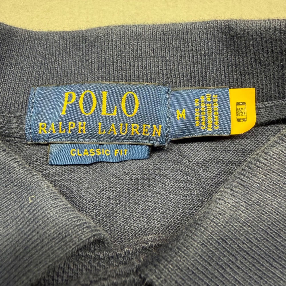 Polo Ralph Lauren Mens Navy Blue American Flag Embroidered Polo Shirt Medium - Picture 2 of 7